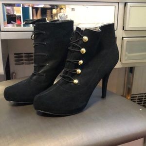 Black Booties with Gold Button details